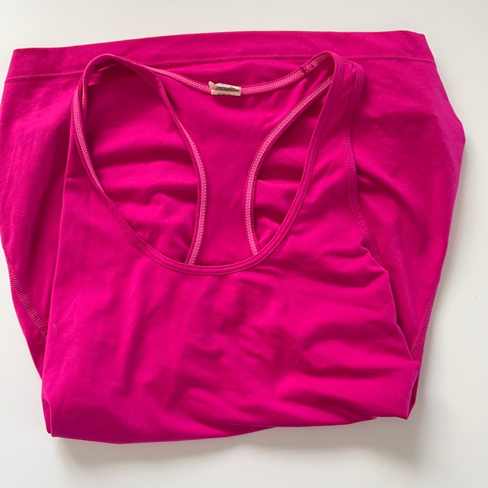 Pink spandex exercise tank